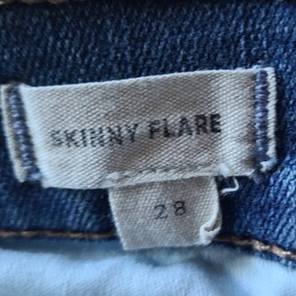 MADEWELL THE SKINNY FLARE JEANS CROPPED HIGH RISE STRETCH RAW HEM MED WASH sz 28 - Picture 8 of 9